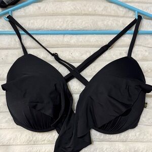 La Vie en Rose Black Women's ruffle Bathing Suit Top